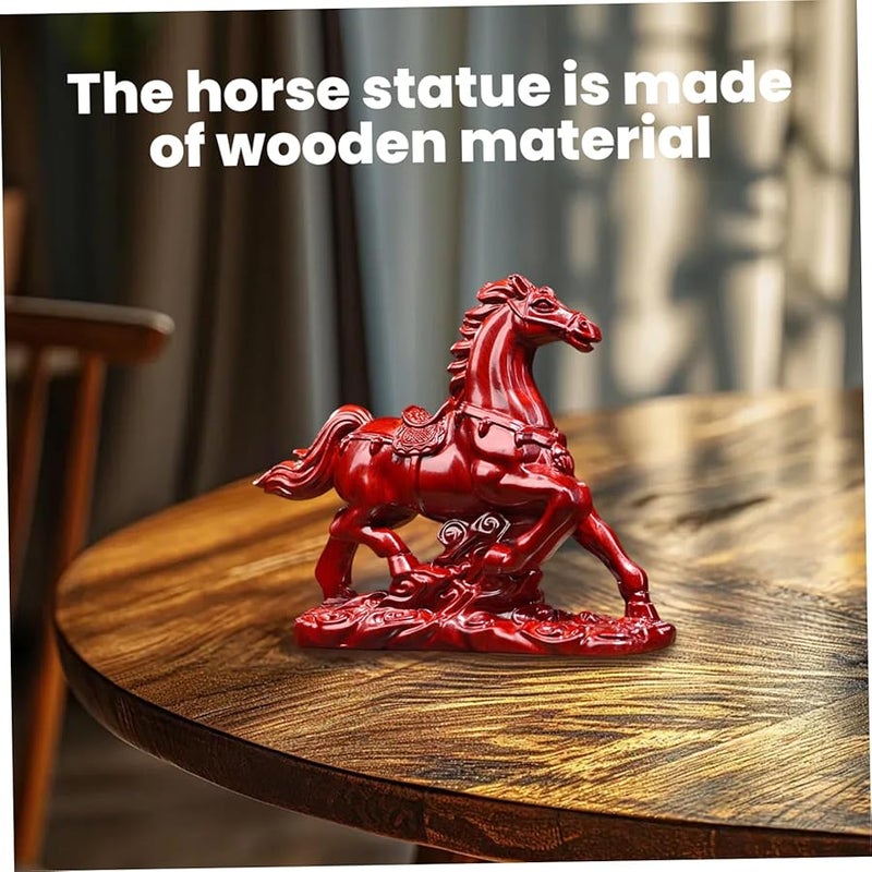 تمثال الحصان روزوود فنغ شوي 3 1 بوصة منحوتة خشبية لتزيين مكتب المنزل أو المكتب - Image 4